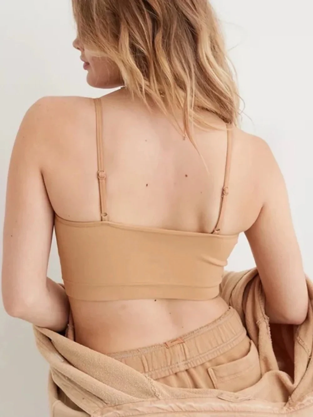 AERIE SUPERCHILL SEAMLESS CORSET BRA TOP TAN NO SIGNS OF WEAR SIZE M